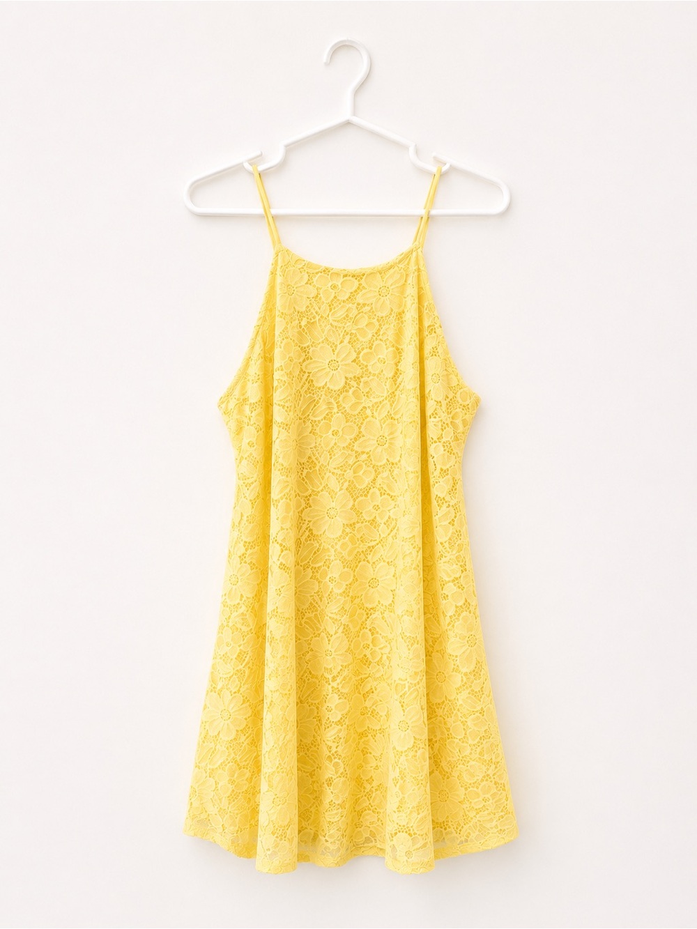 Suzy Shier Yellow Floral Lace Swing Cami | Size Large